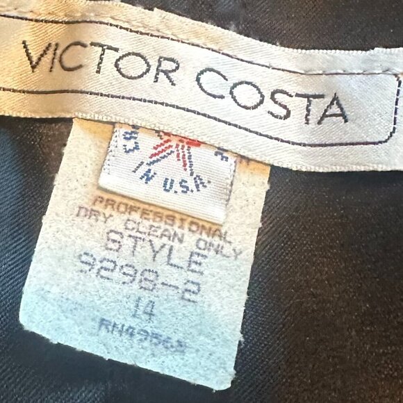 Victor Costa Vintage Black Off-Shoulder Sheath Dress Flower Size 14 Women's - Picture 15 of 16